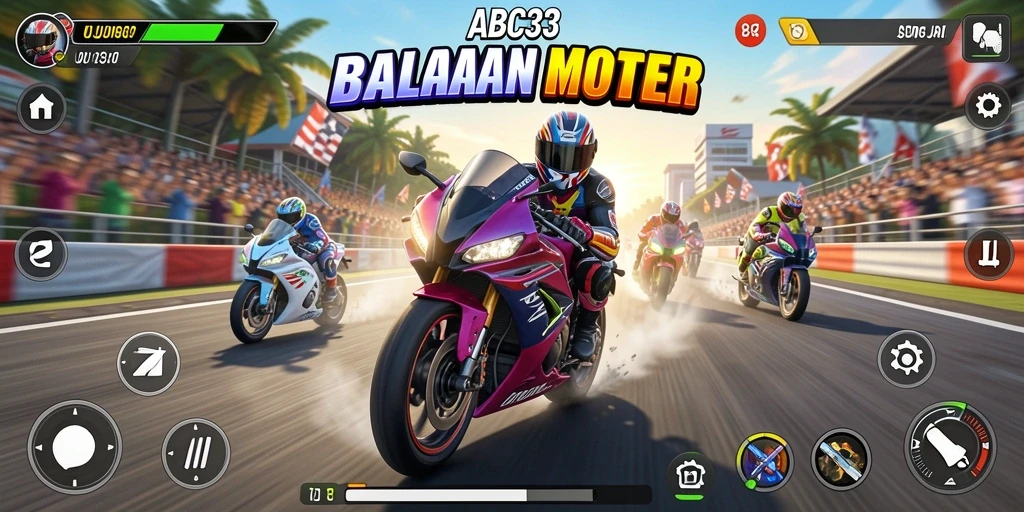 Gameplay seru balapan motor di ABC33 dengan grafis memukau.