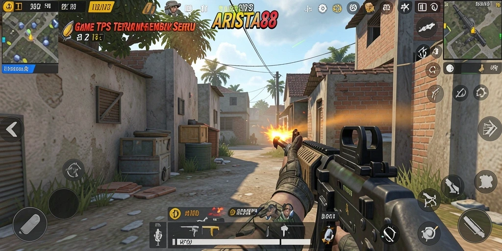 Screenshot gameplay ARISTA88 yang memperlihatkan pertempuran seru dan grafis menakjubkan.