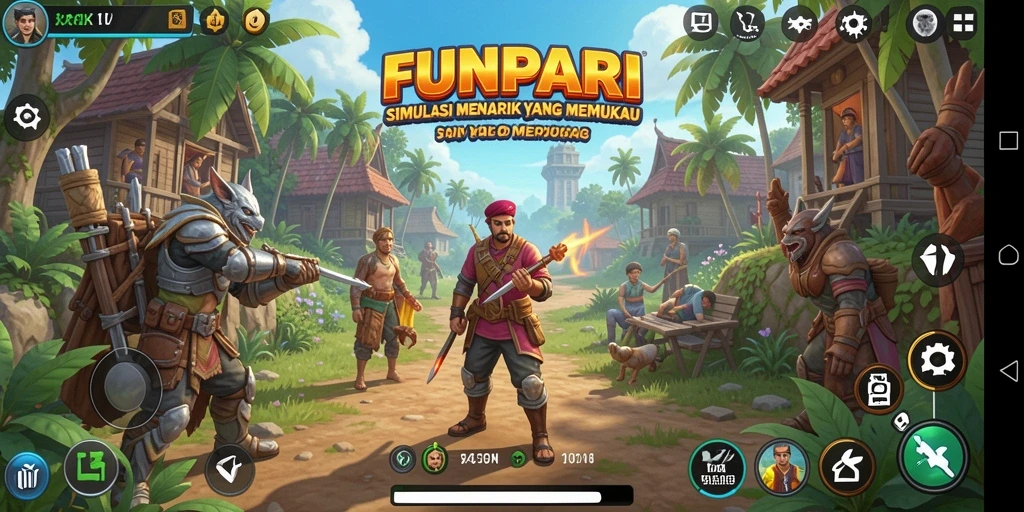 Tangkapan layar gameplay FUNPARI yang menampilkan momen seru dalam simulasi.