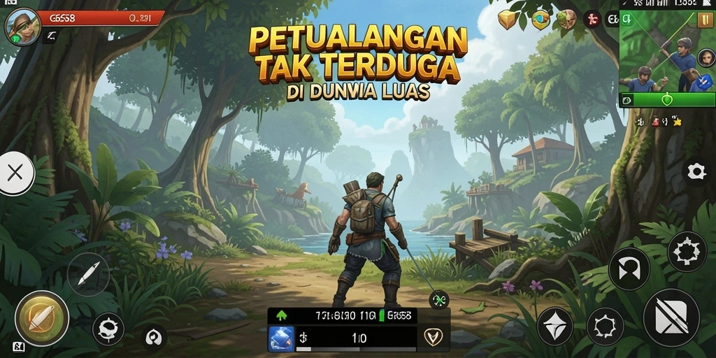 Tangkapan layar utama G668 menunjukkan karakter yang berpetualang di lanskap menakjubkan.