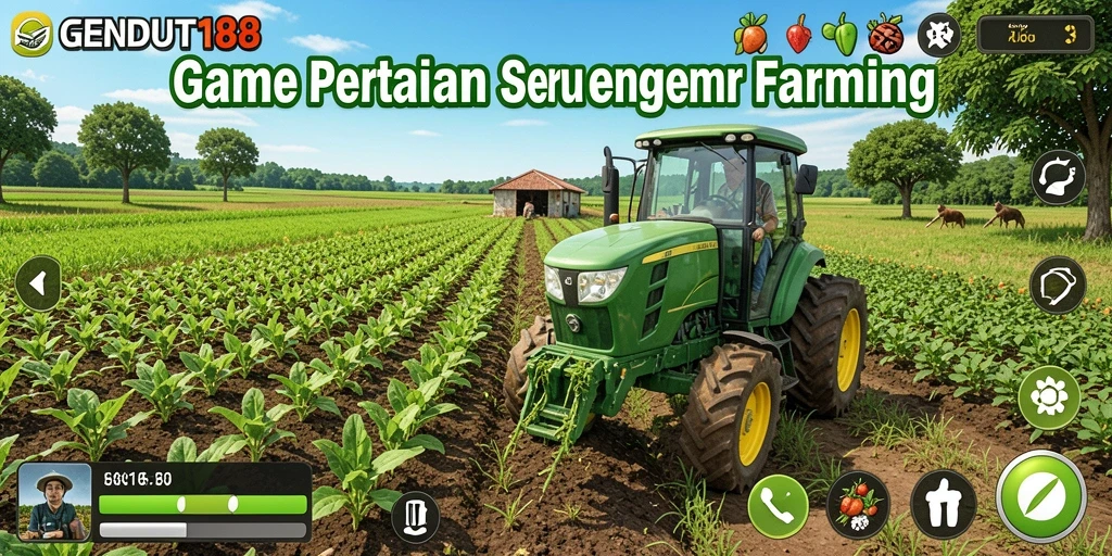Tangkapan layar GENDUT188 menampilkan ladang hijau dan hewan ternak.