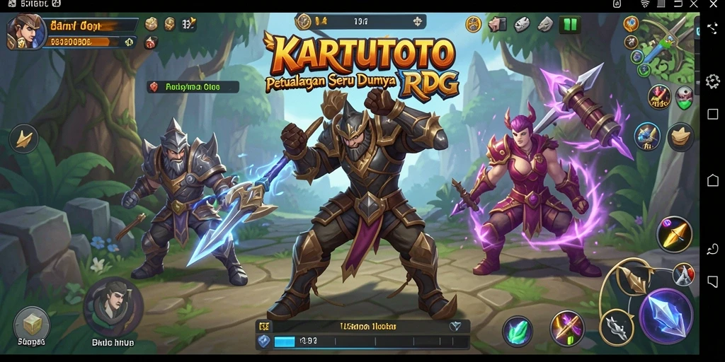 Screenshot gameplay RPG KARTUTOTO yang penuh aksi.
