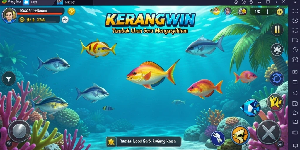 Gameplay KERANGWIN yang menegangkan saat menembak ikan di laut.