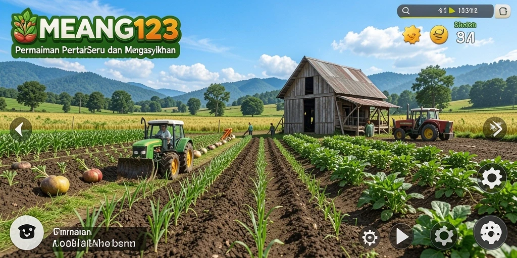 Tampilan gameplay Farming yang seru dalam MENANG123.