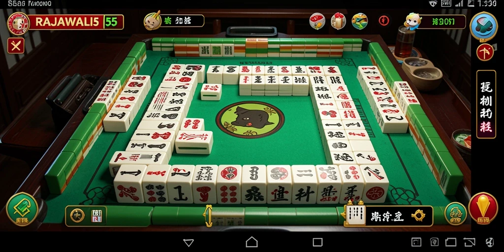 Screenshot utama RAJAWALI55 menampilkan gameplay Mahjong yang seru.