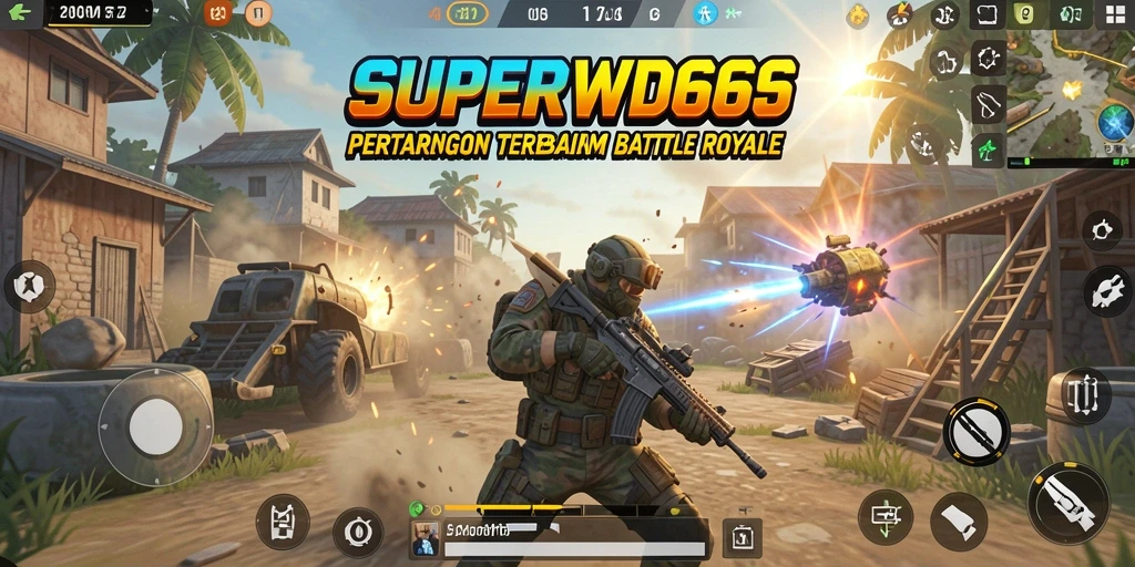 Gameplay SUPERWD666 yang intens dan mendebarkan dalam pertarungan Battle Royale.