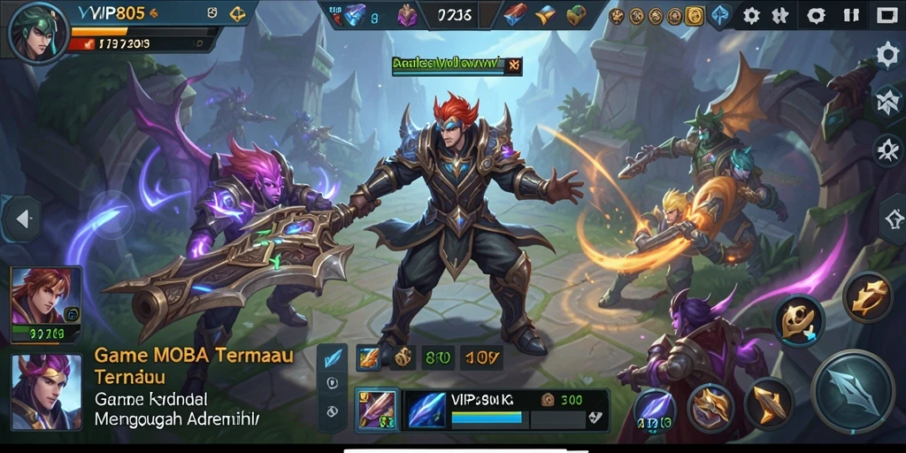 Screenshot gameplay VIP805 menunjukkan aksi penuh strategi dalam pertandingan MOBA.